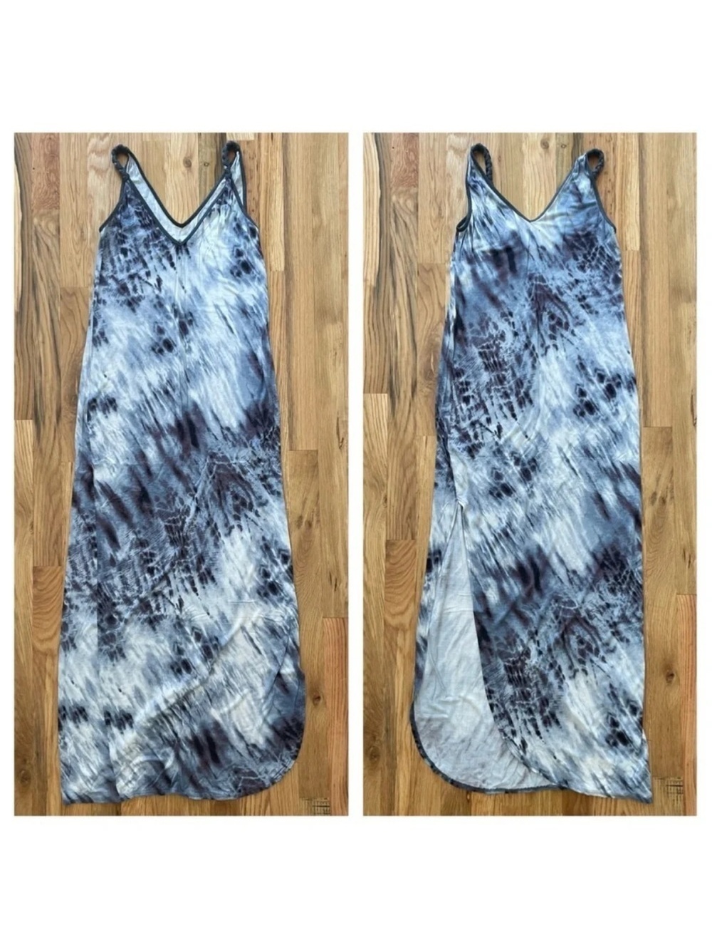 SW3 Bespoke Tie Dye Blue & White Long Midi Maxi Sun Dress Size P